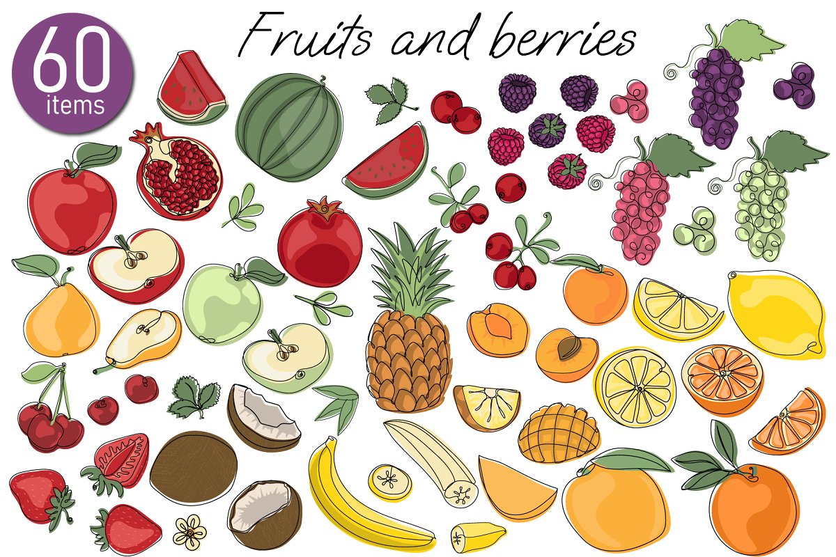 Colorful fruits and berries.