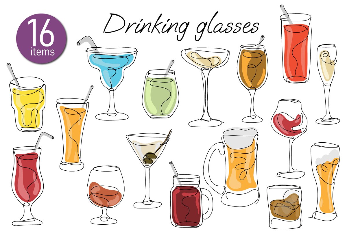 Colorful drinking glasses.