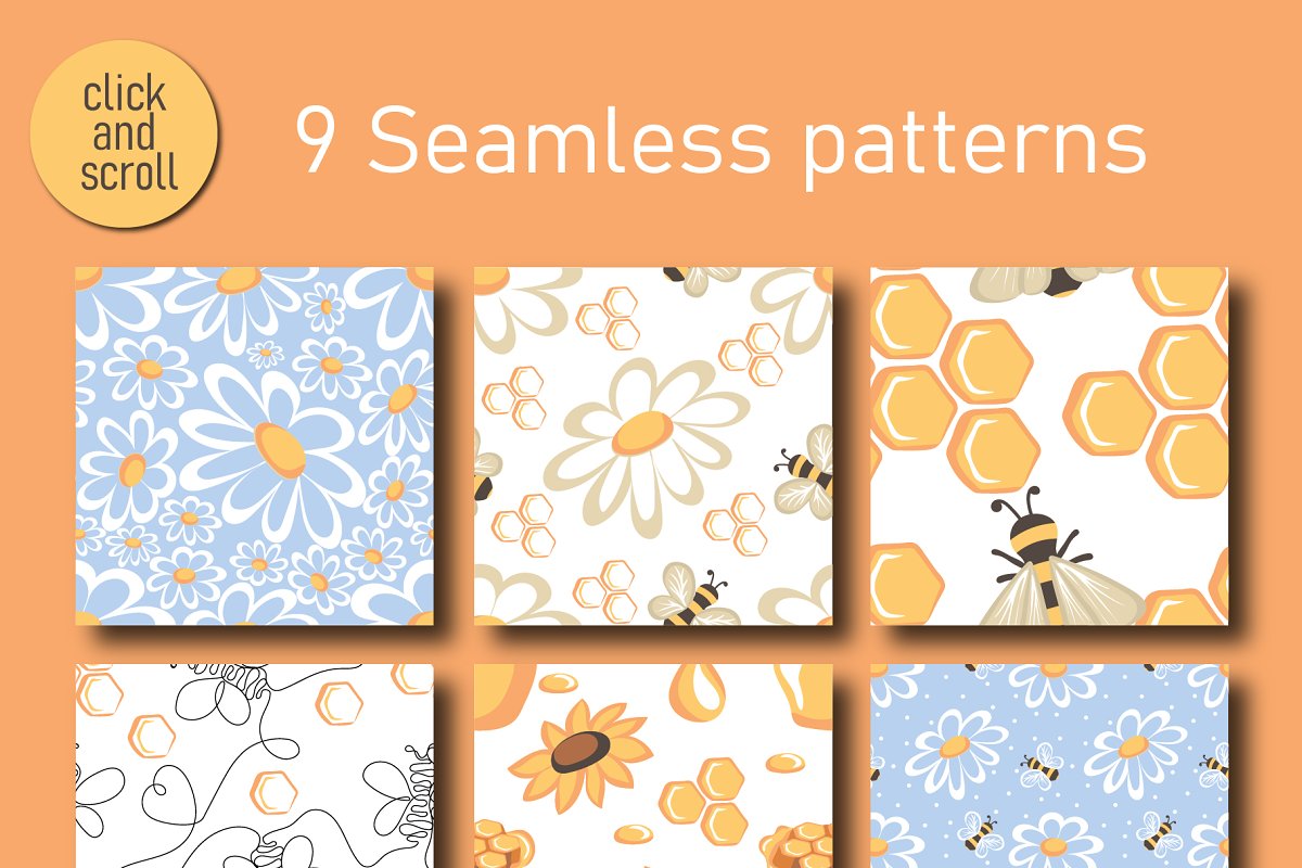 You will get 9 seamless patterns.