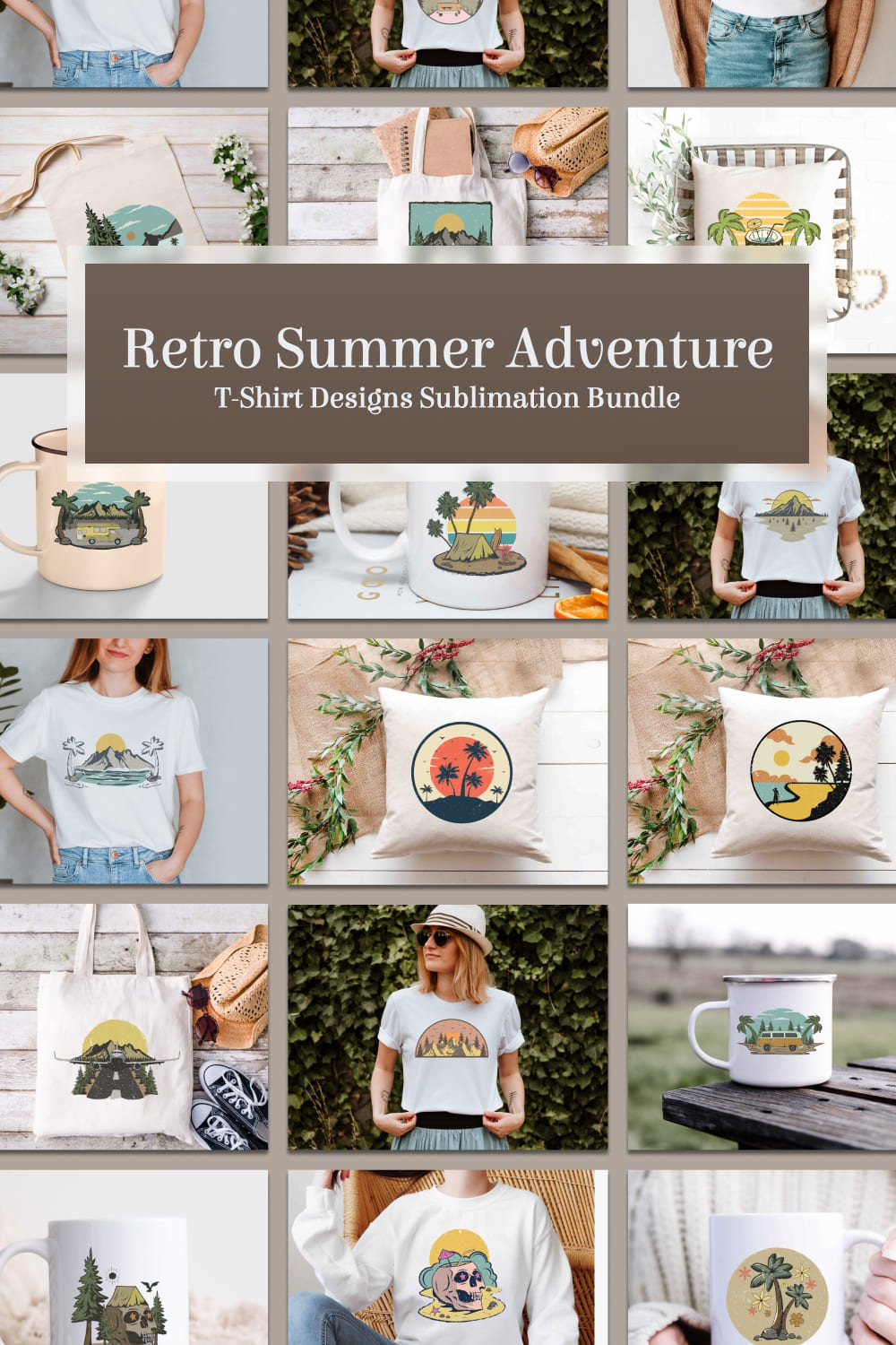 retro summer adventure t shirt designs sublimation bundle 041