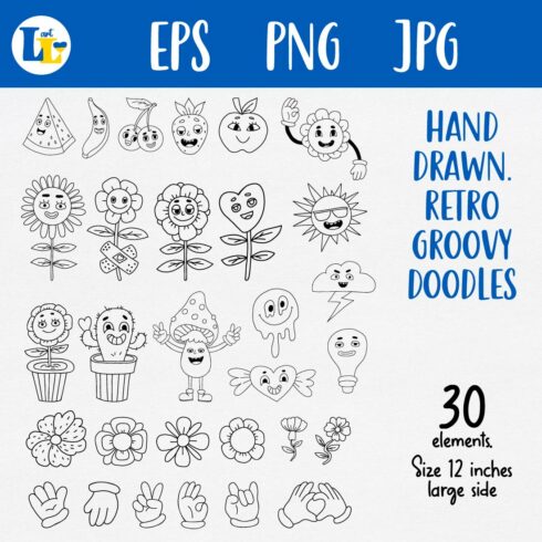 Groovy Elements Characters with Faces cover image.