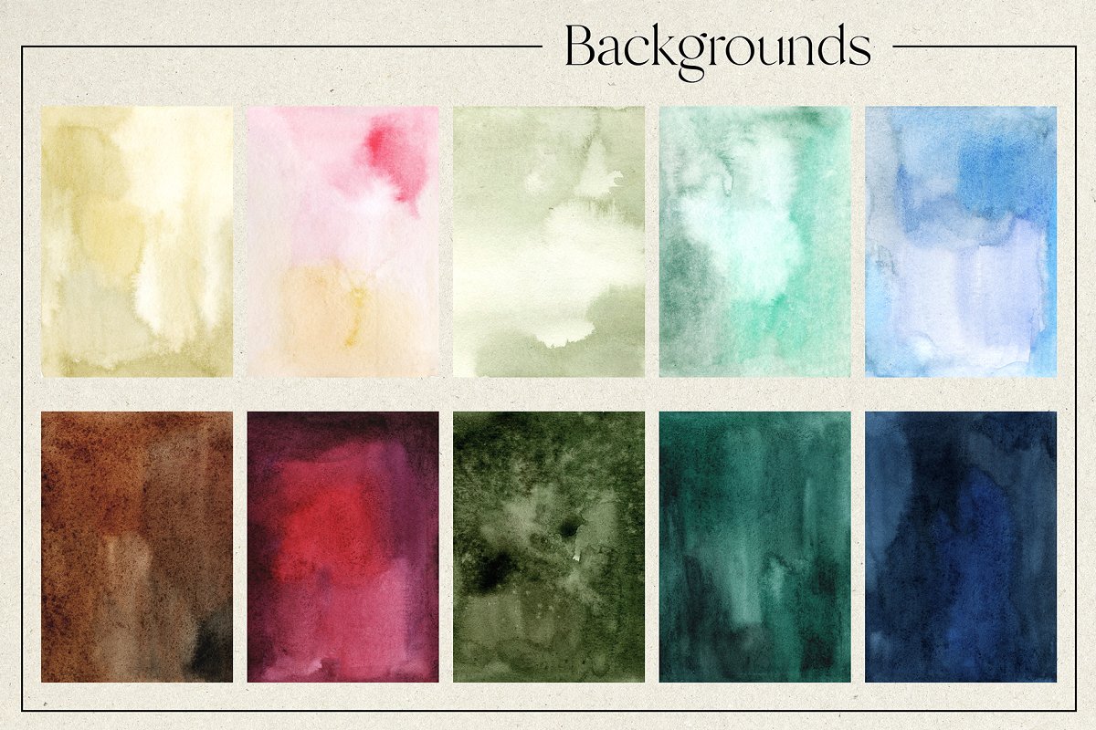 Watercolor backgrounds.