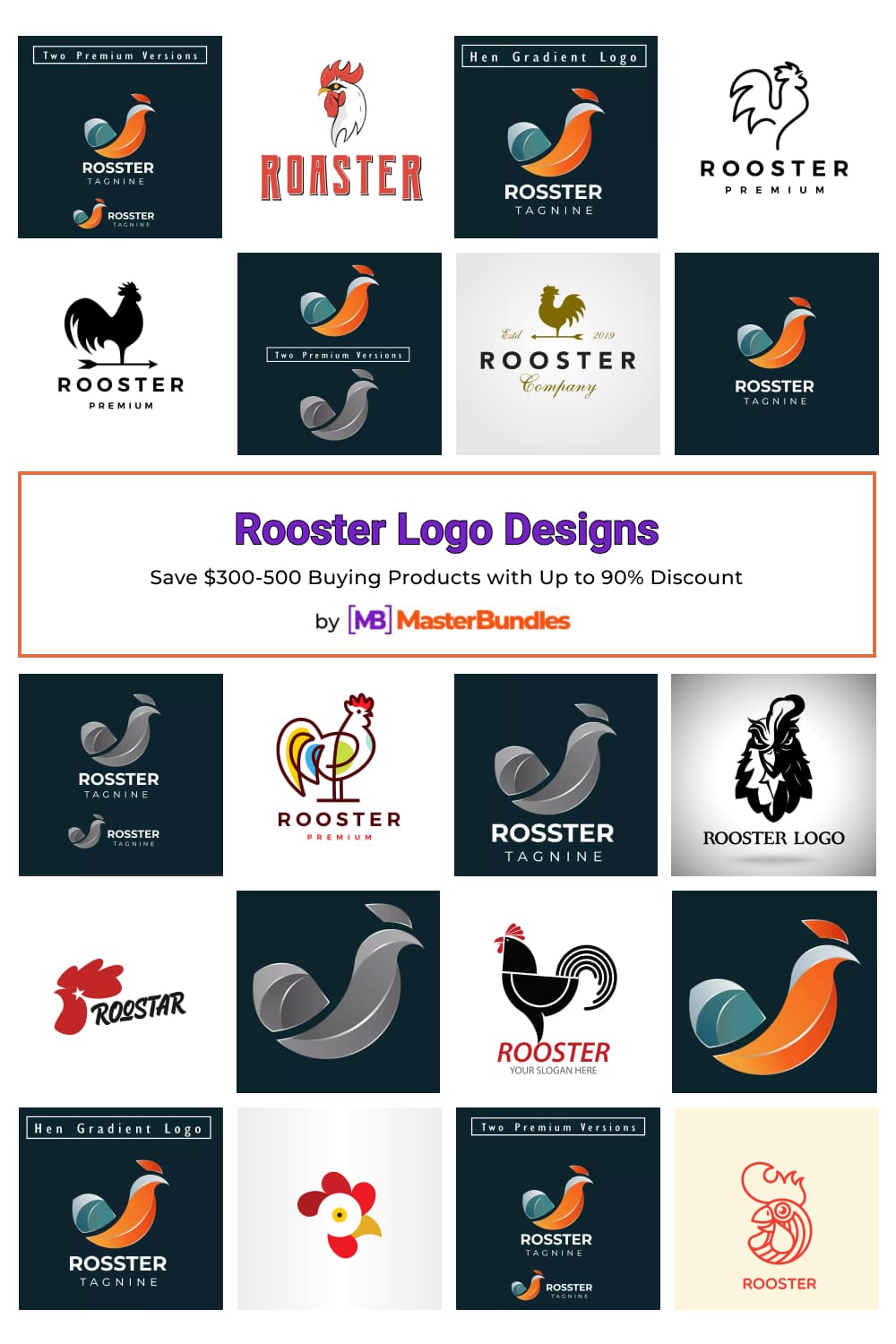 Rooster Logo Designs Pinterest image.