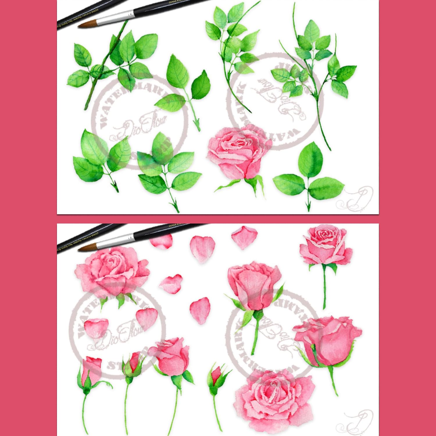 Rose Watercolor Clip Art cover.
