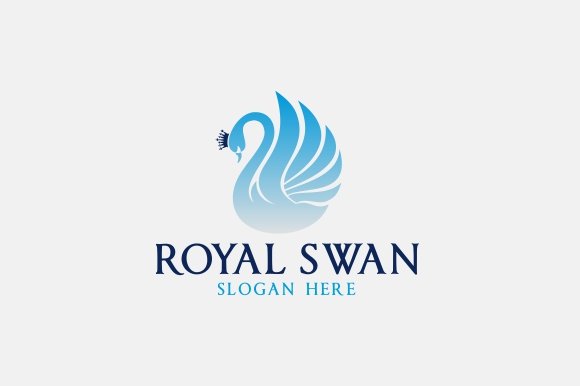 Blue swan logo with lettering.