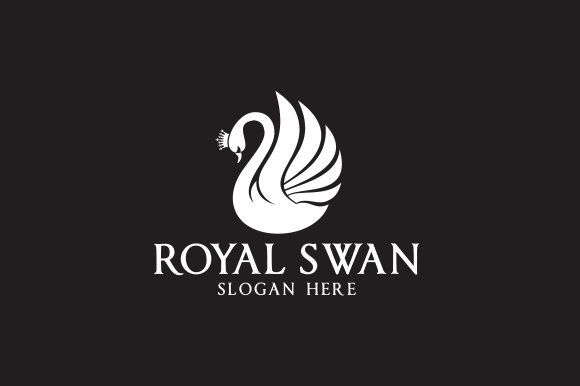 Black background with white swan logo.
