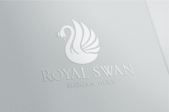 Light grey background with white swan.
