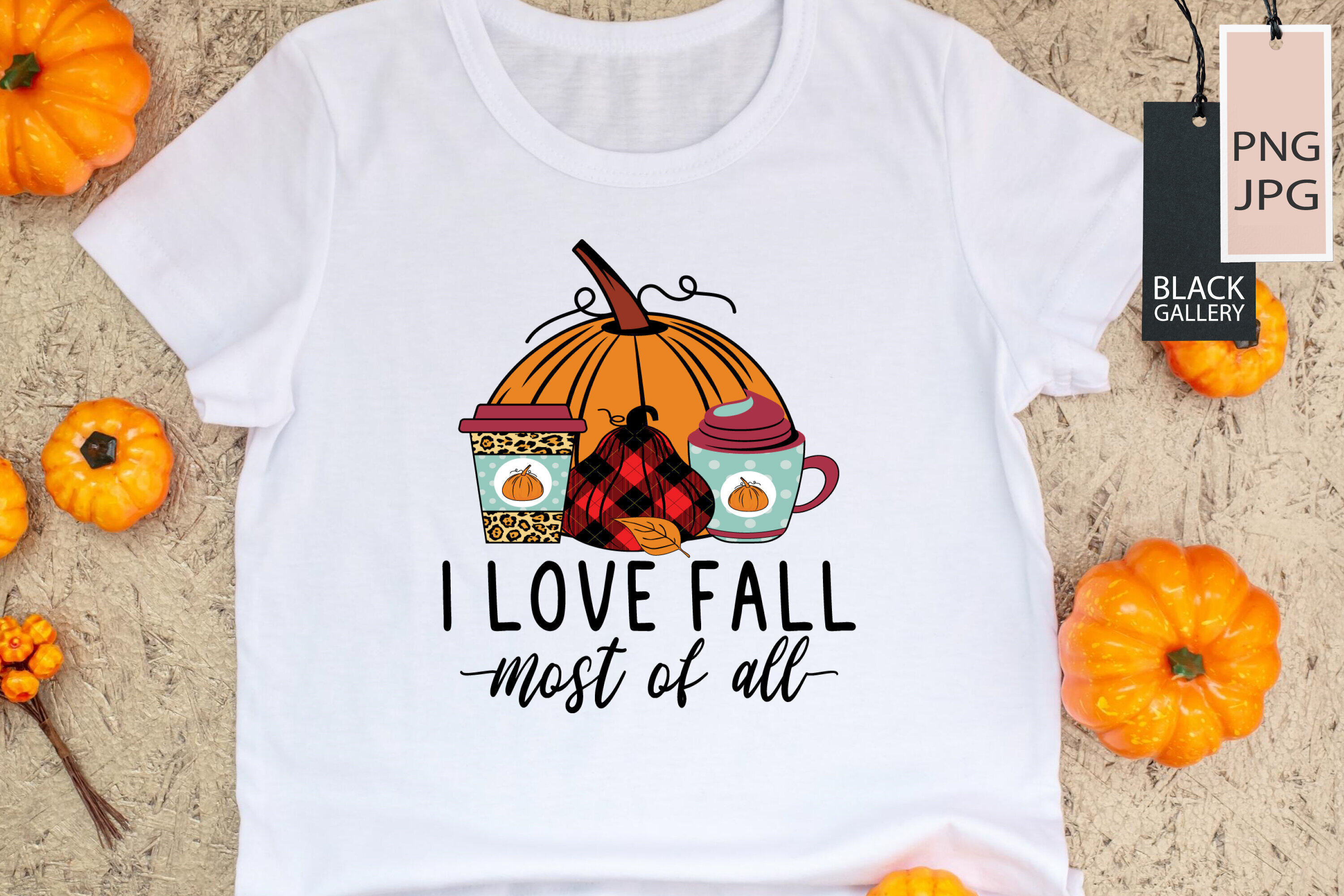 Fall PNG And JPG Sublimation Designs Bundle T-shirt Print Example.