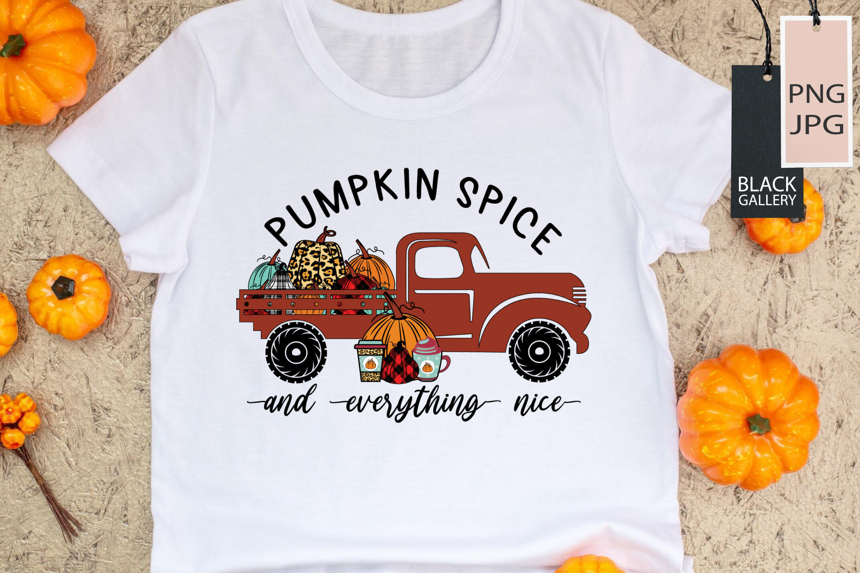Fall PNG And JPG Sublimation Designs Bundle Truck Print Example.
