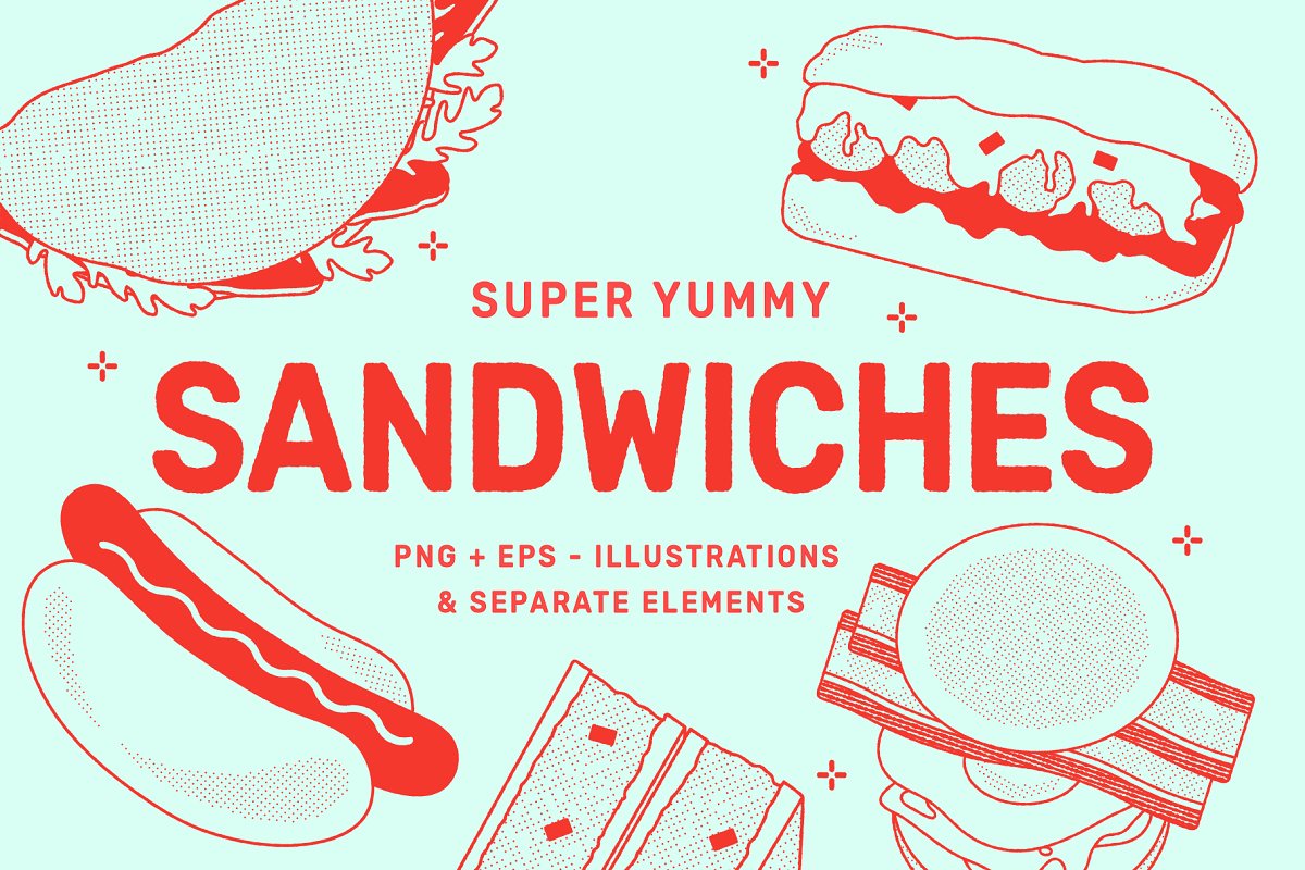 Cover image of Sandwich Vector Illustration.