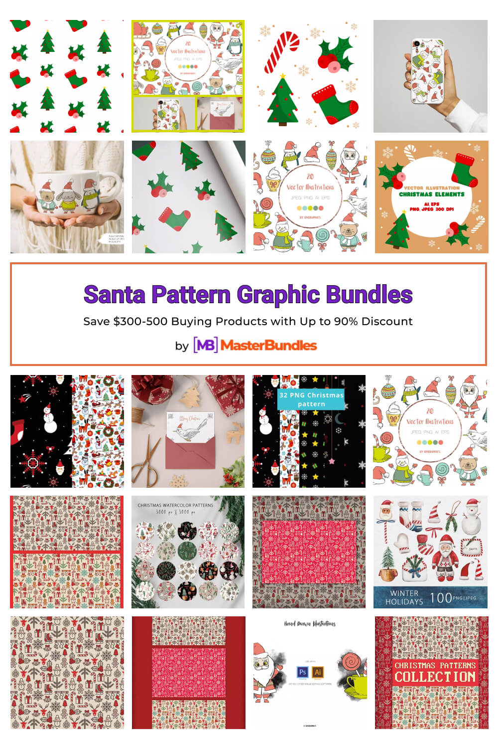 santa pattern graphic bundles pinterest image.