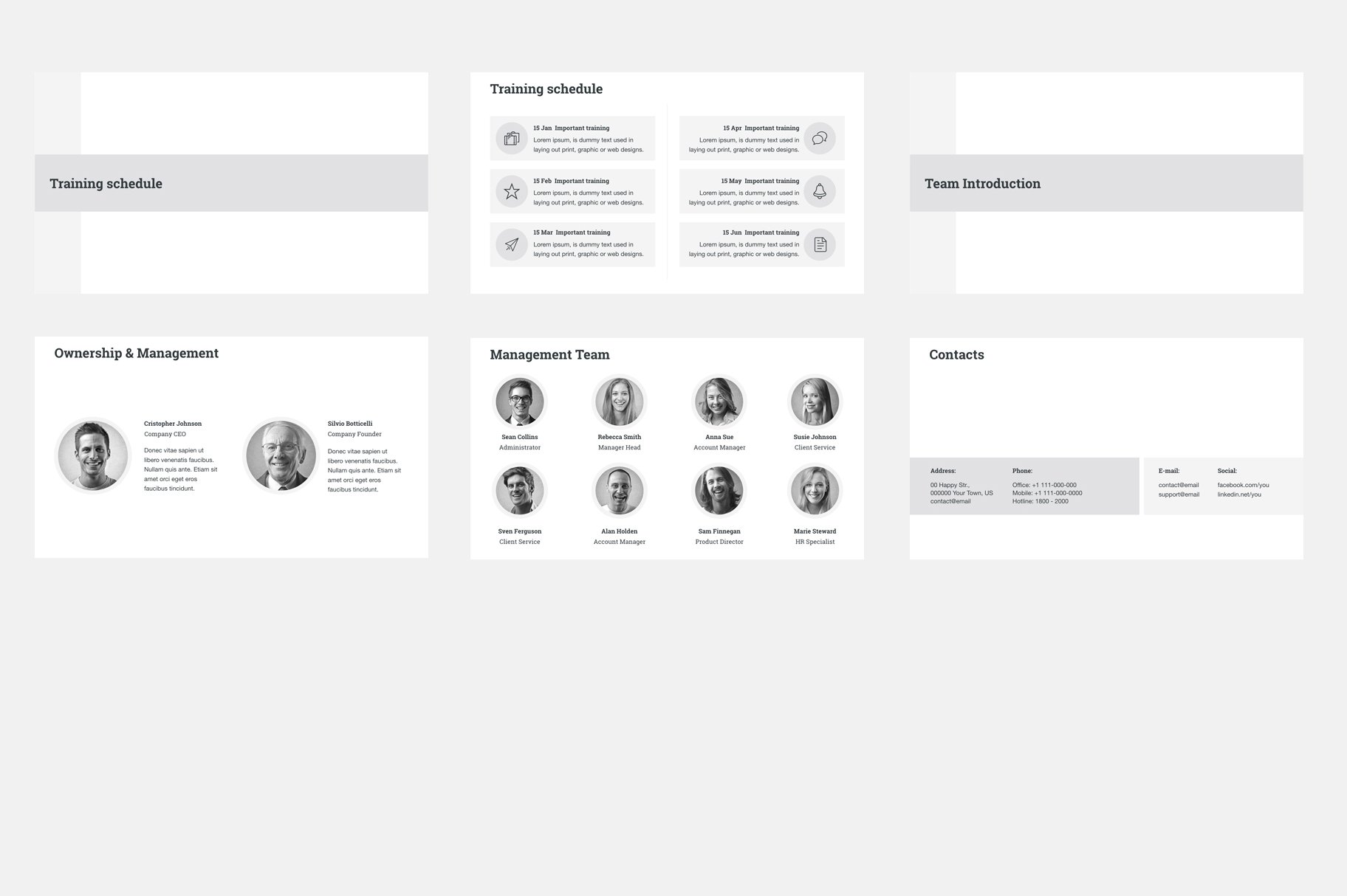 Light HR template with light grey elements.