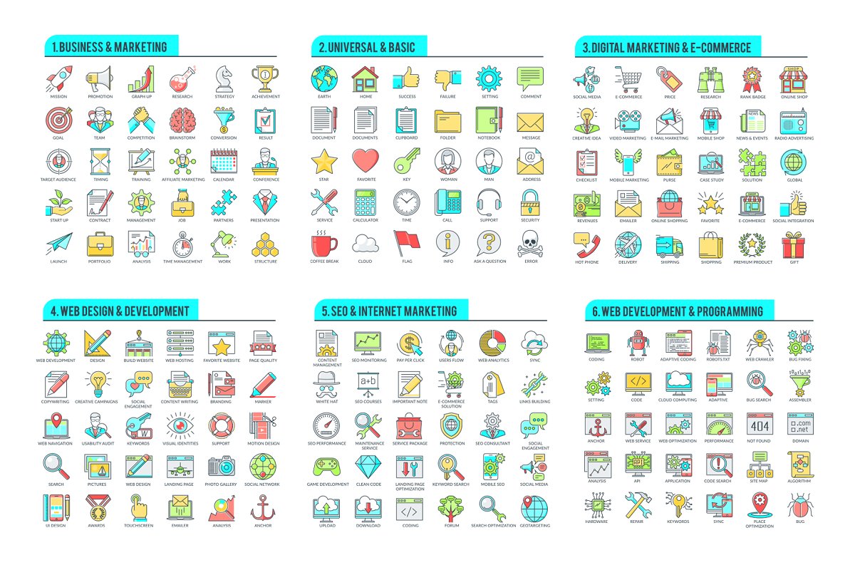 Big bundle of icons from thin lines collection.