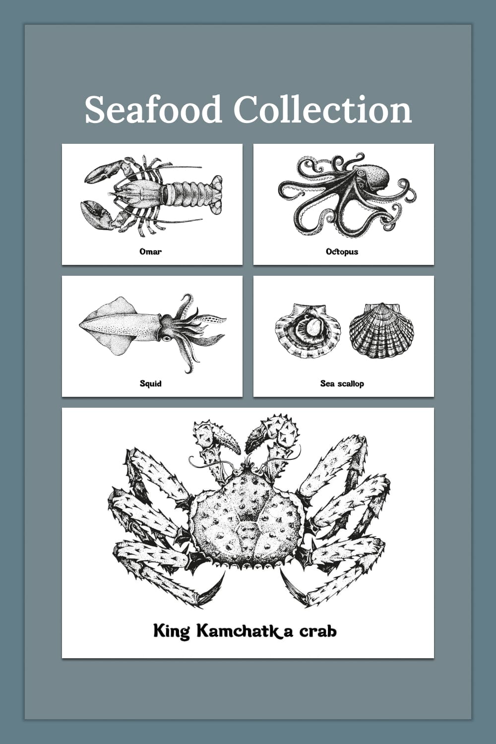 Seafood collection - pinterest image preview.