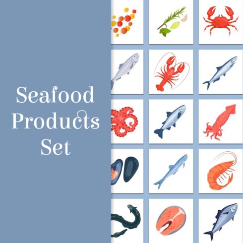Seafood products set - main image preview.