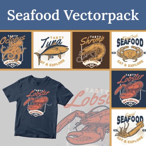 Seafood vector pack - main image preview.