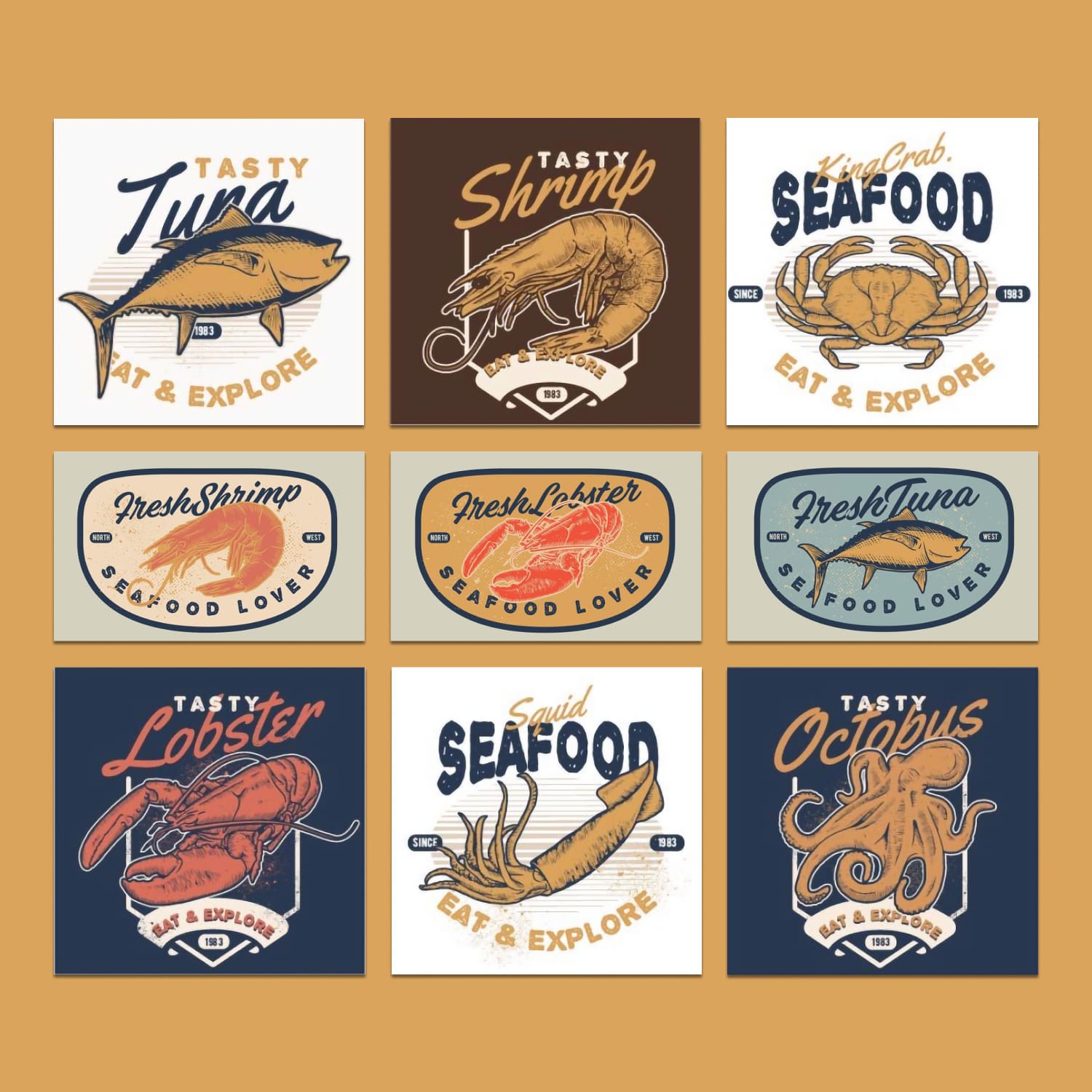 Seafood vector pack created by The Bold Studio.