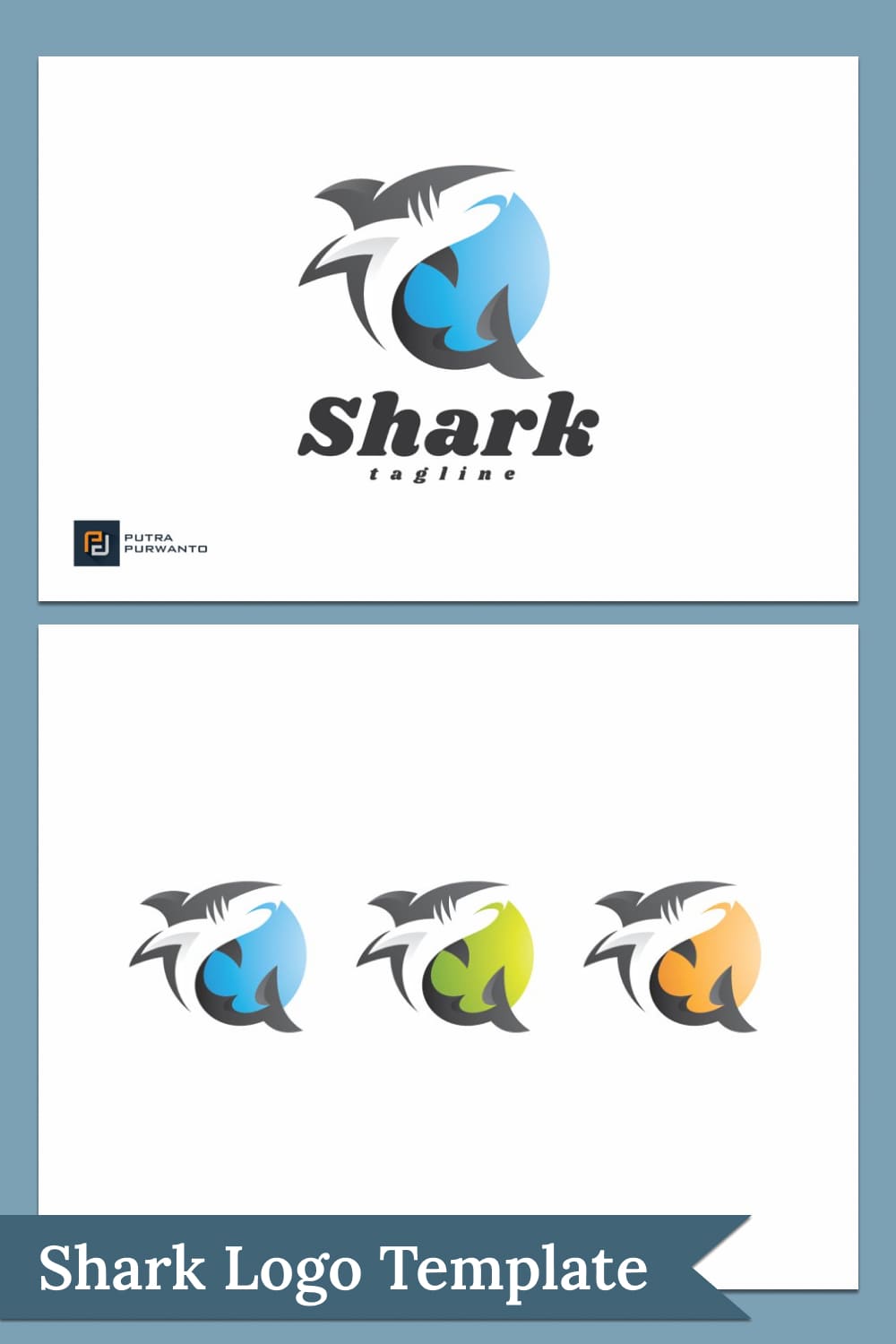 Shark logo template - pinterest image preview.