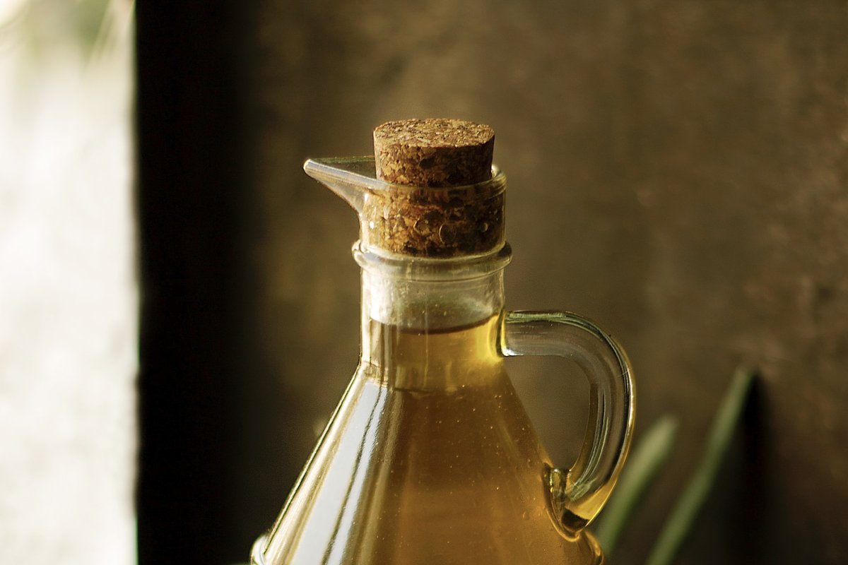 Bottle of olive oil.
