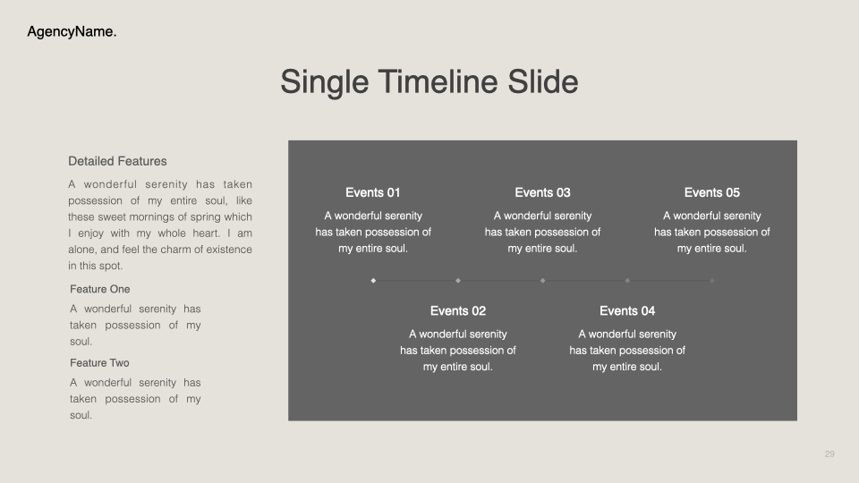 Single timeline slide.