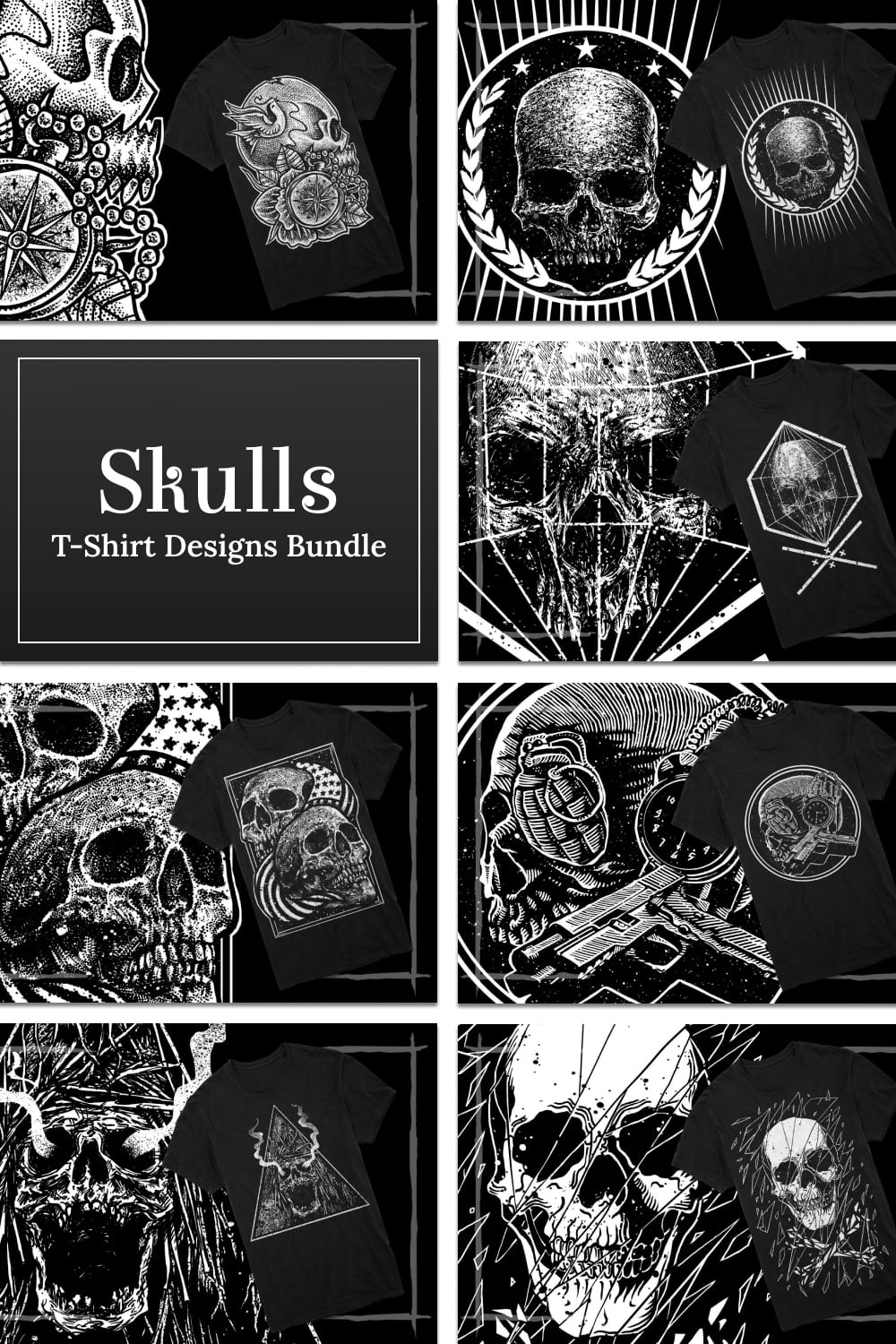 skulls t shirt designs bundle apparel merchandise 04
