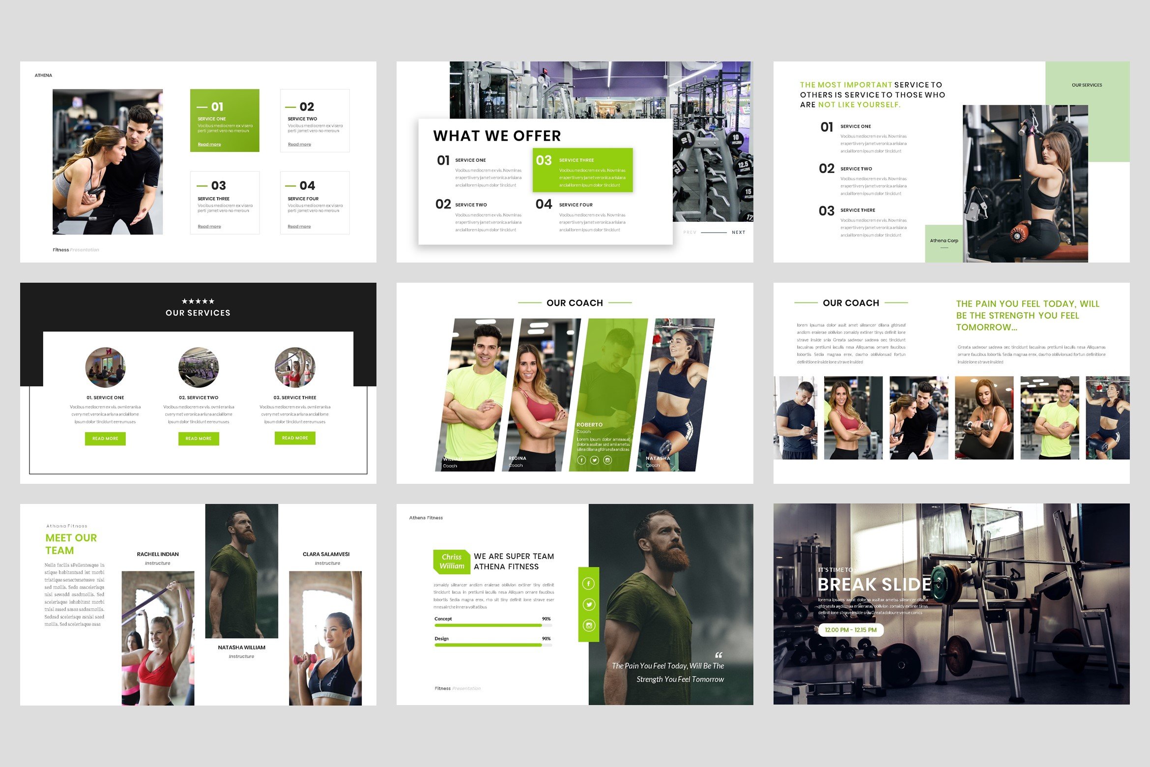 Bright green parts for a modern template.