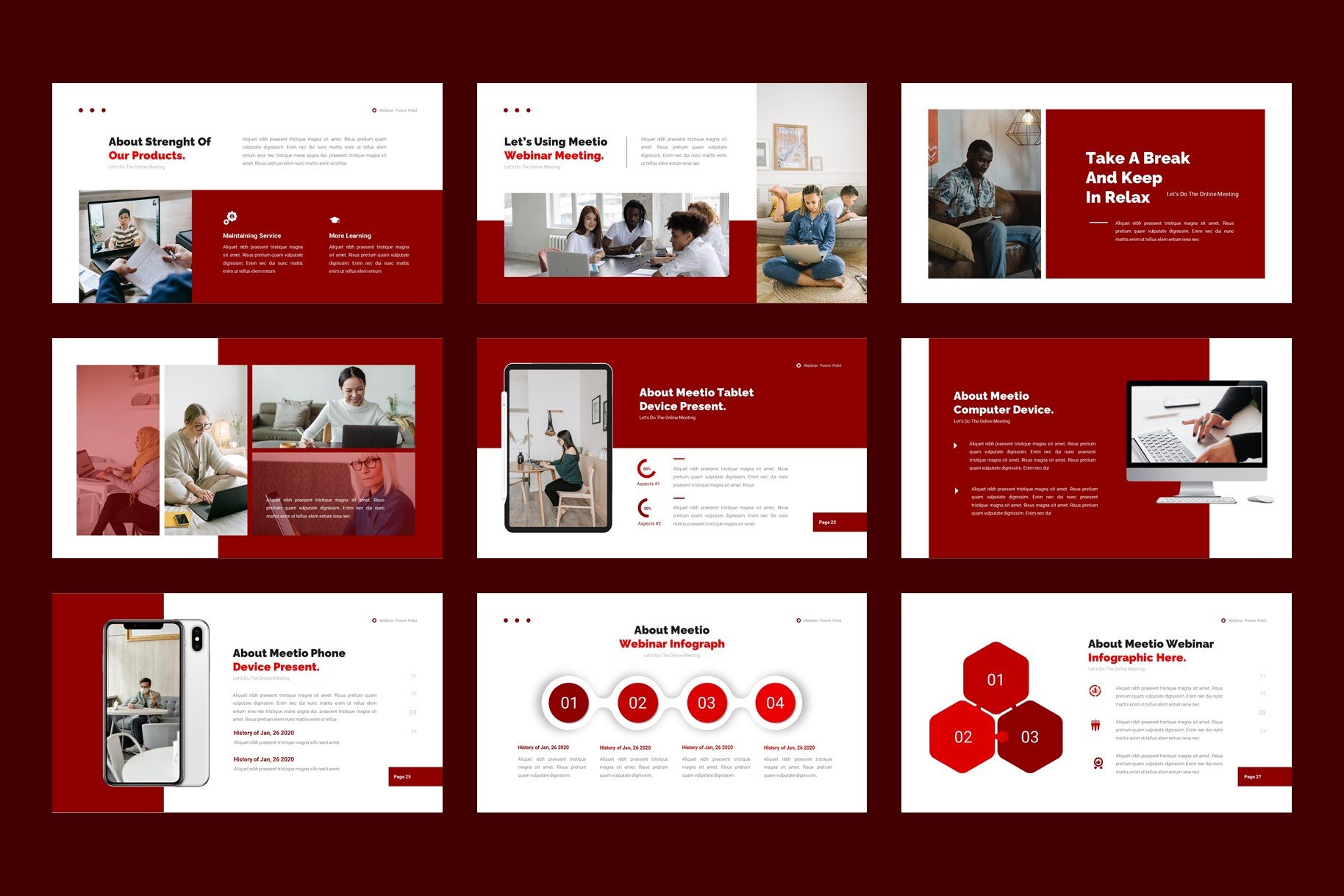 Cool bright template with red infographics.