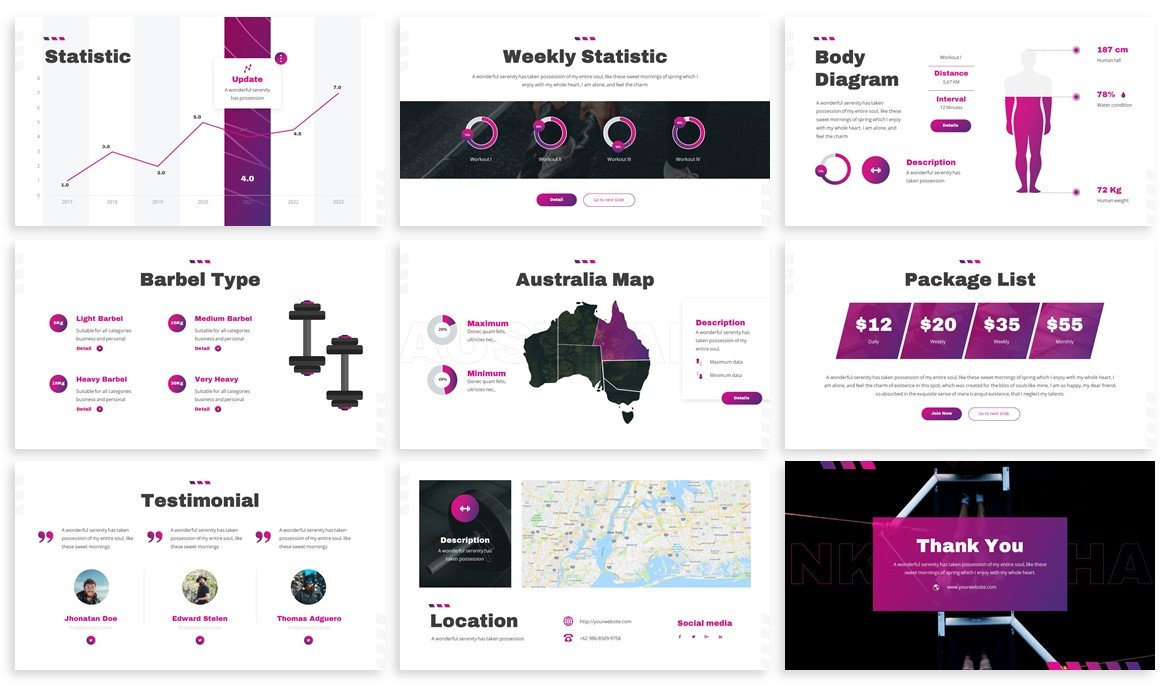Stamin includes own map, icons and infographics.