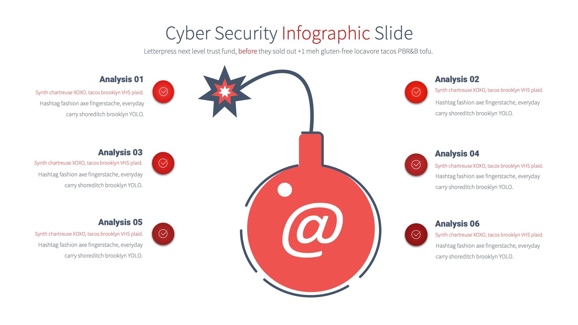 Creative red cyber security infographic slide.