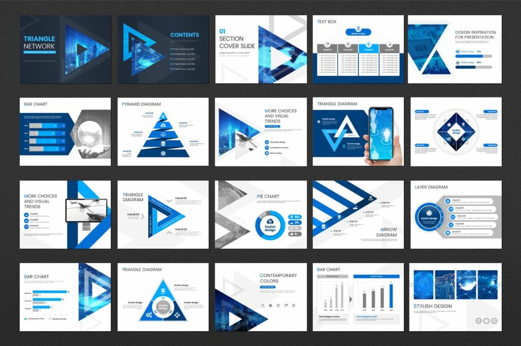 Triangle Network PPT Template – MasterBundles