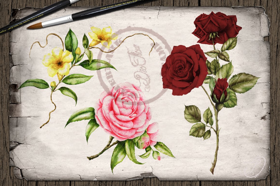 Roses for perfect spring illustration.