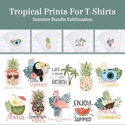 Summer bundle sublimation Tropical prints for t-shirts.