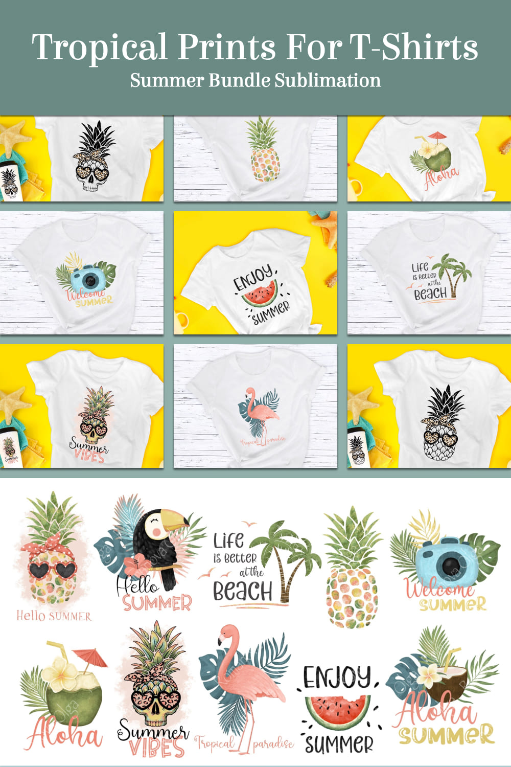 summer bundle sublimation tropical prints for t shirts 04