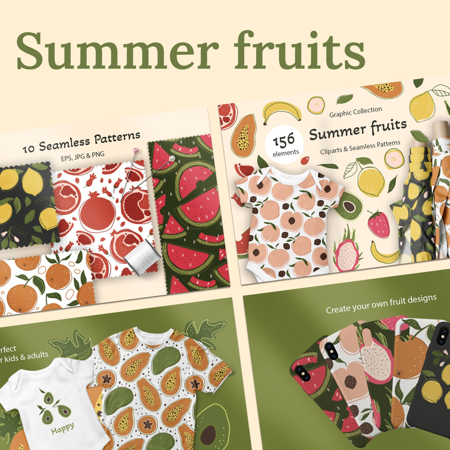 Summer fruits. big graphic set - main image preview.