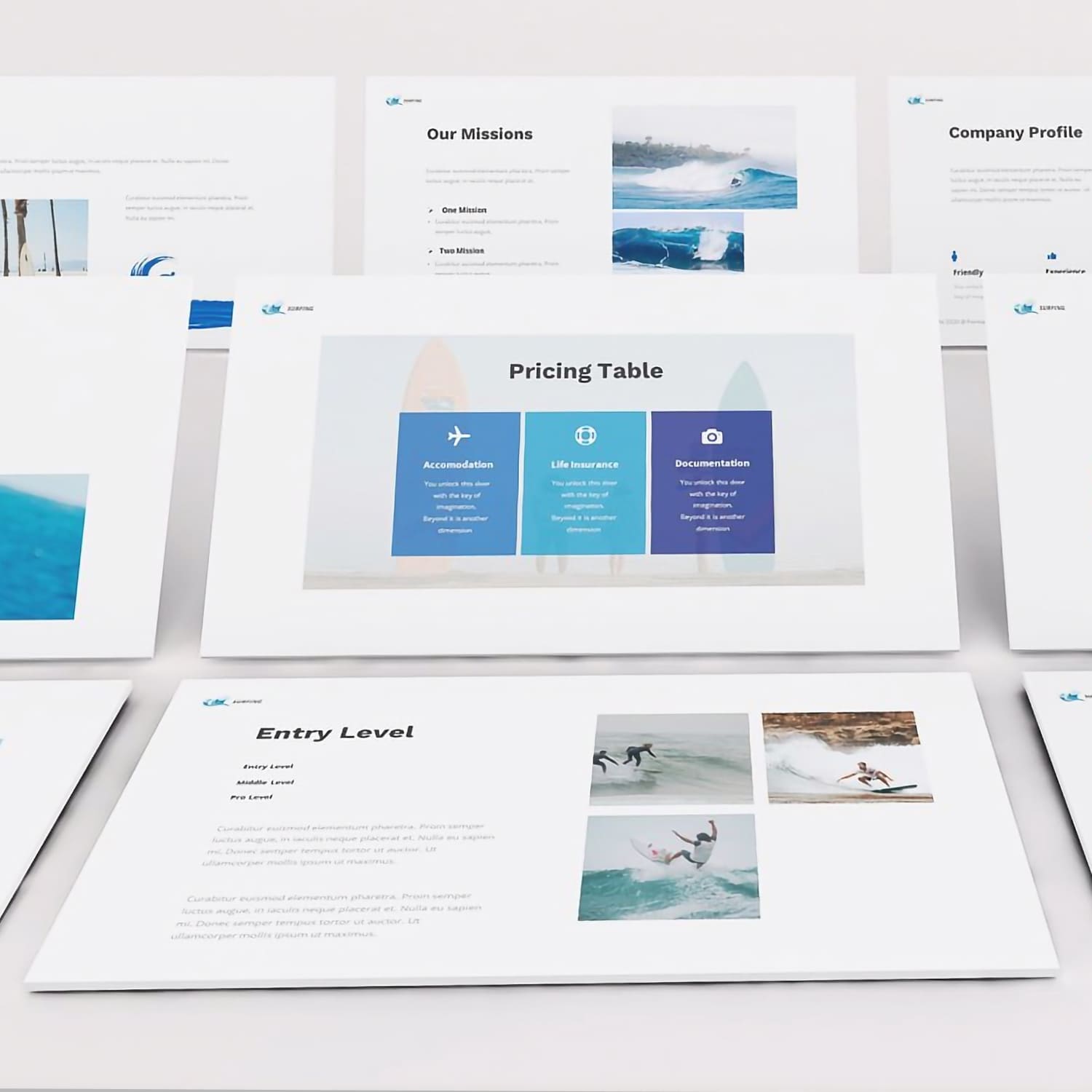 Surfing Powerpoint Template cover.
