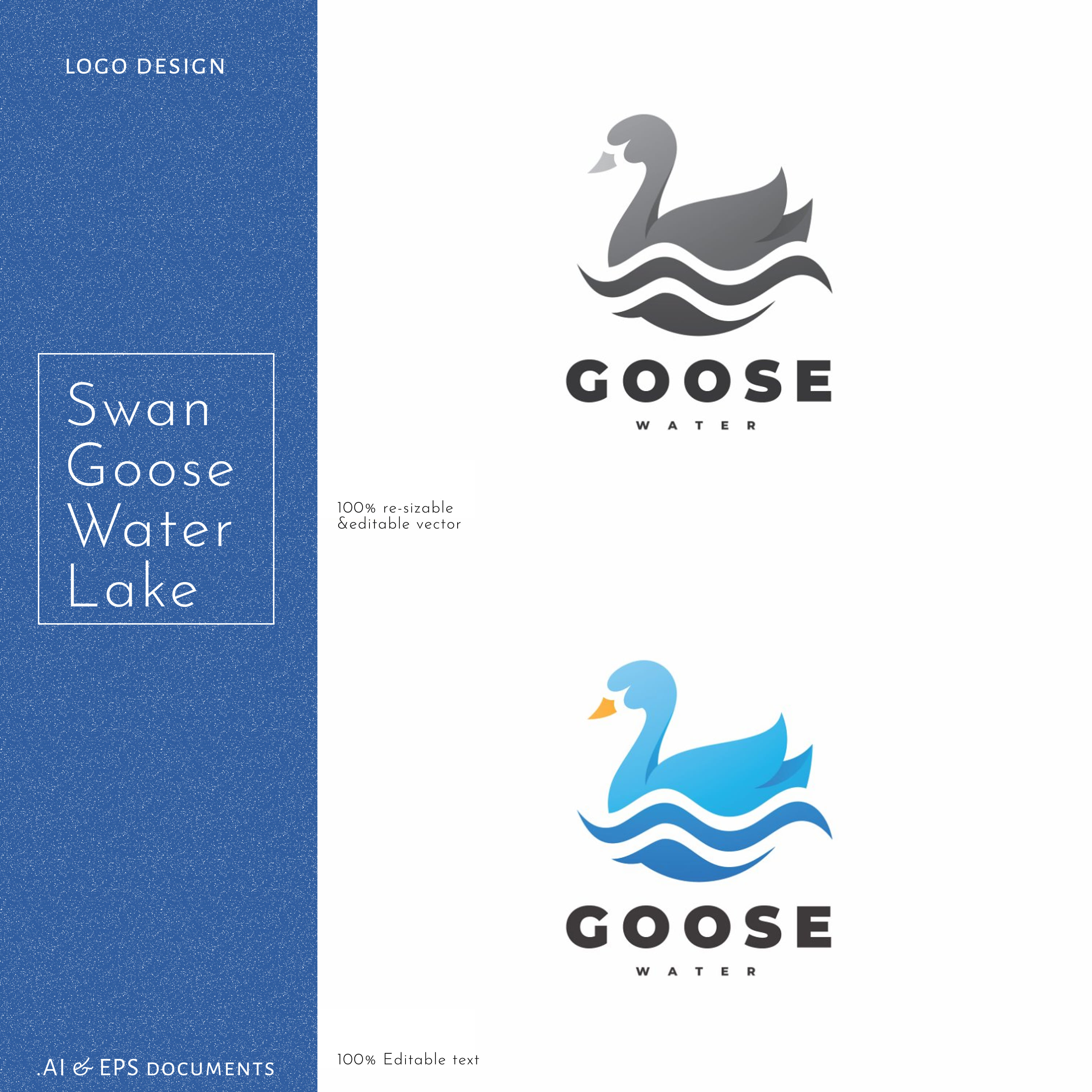 Swan Goose Water Lake Logo Design cover.