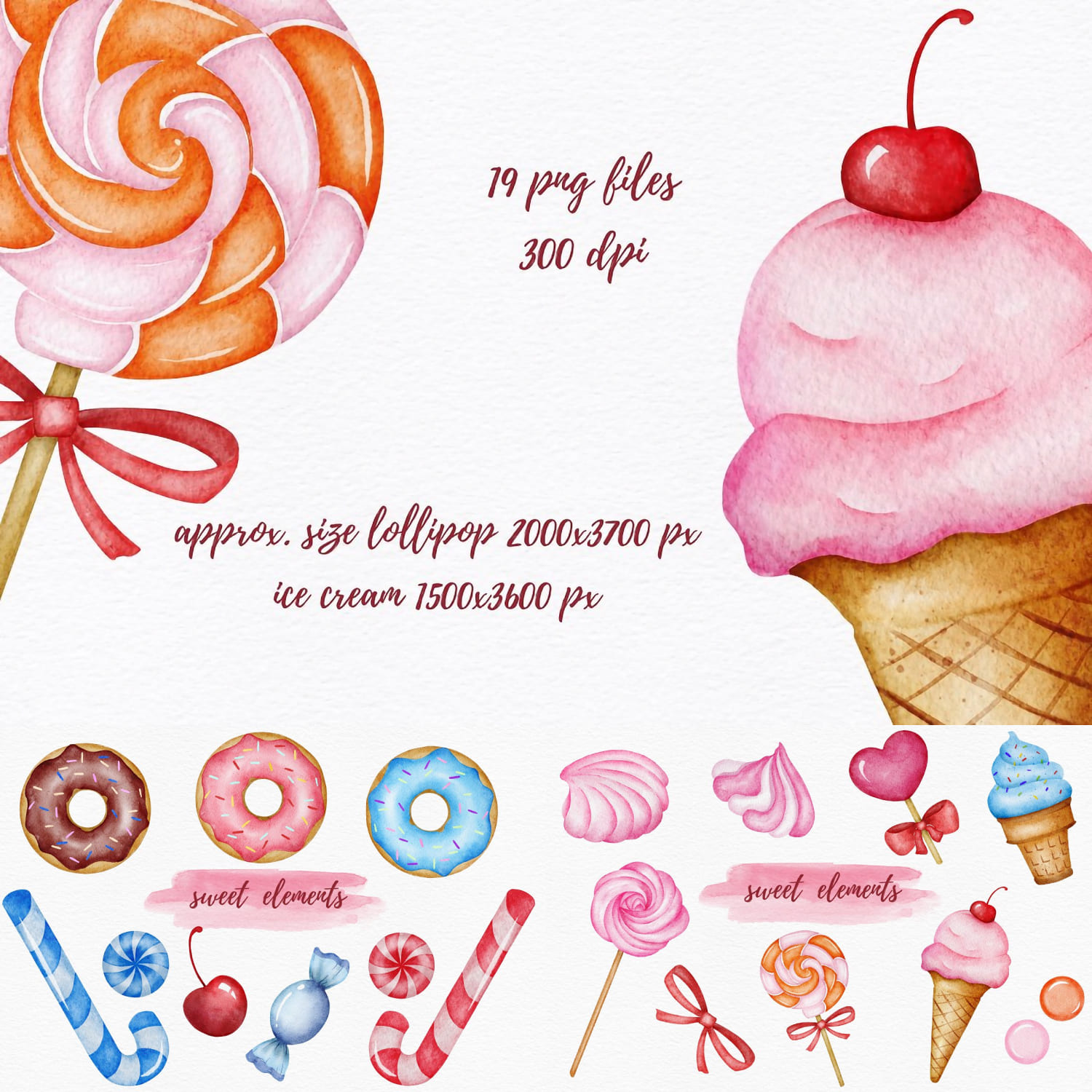 Sweet Watercolor Clipart cover.