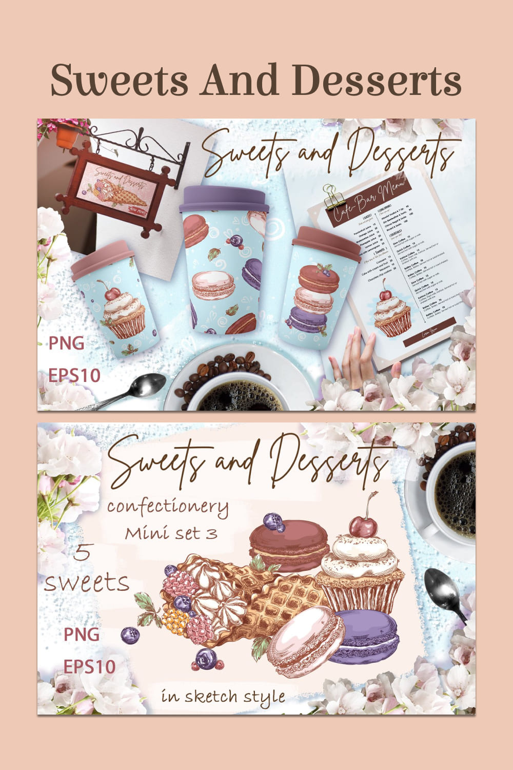 Sweets and desserts. mini set - pinterest image preview.