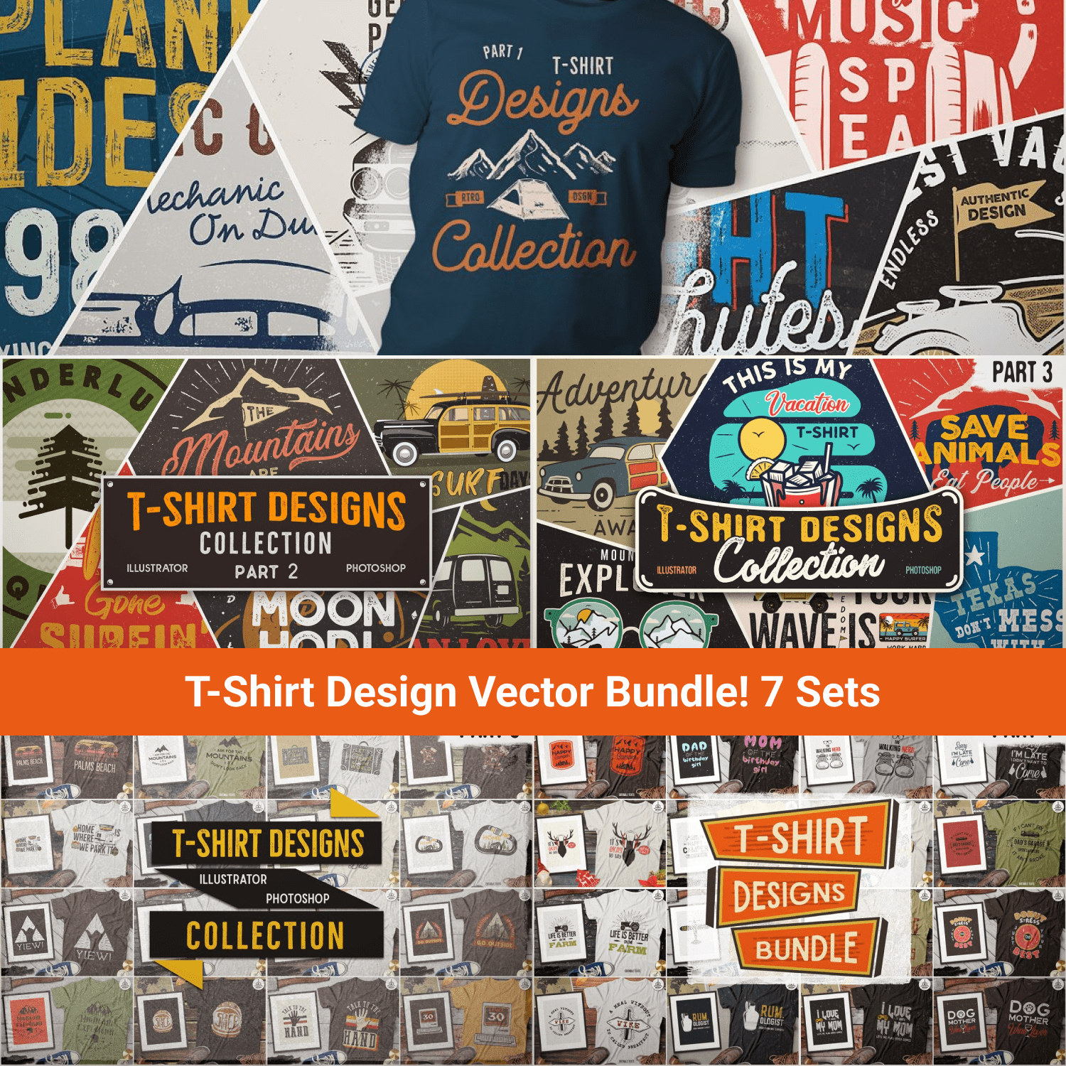 T-shirt design vector bundle - main image preview.