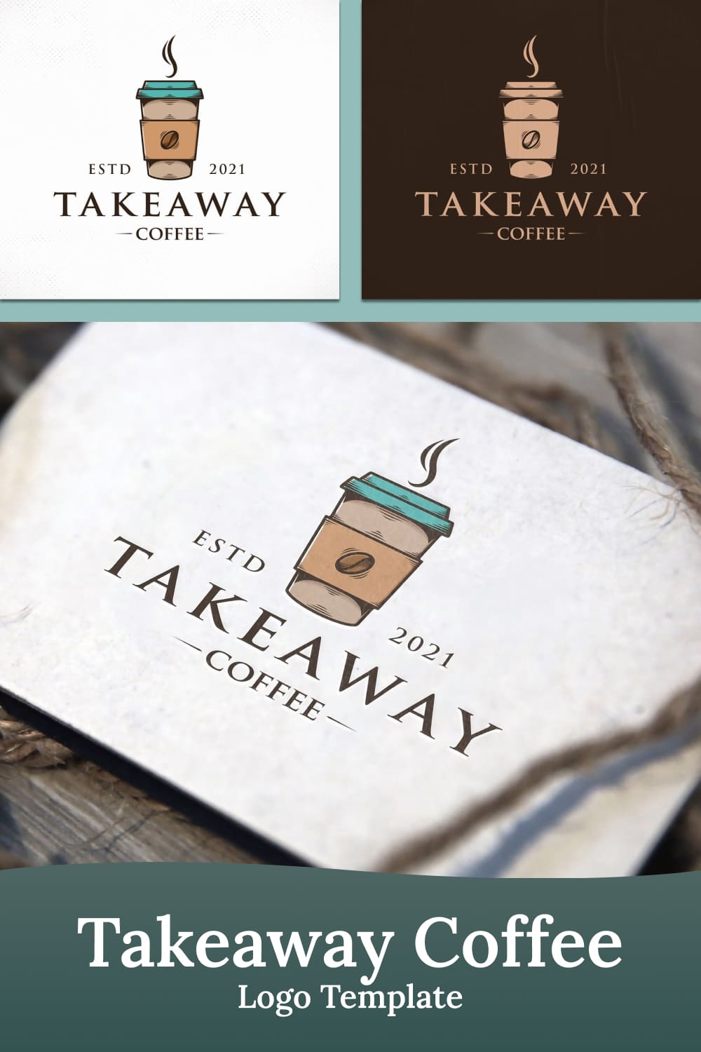 Takeaway coffee logo template - pinterest image preview.