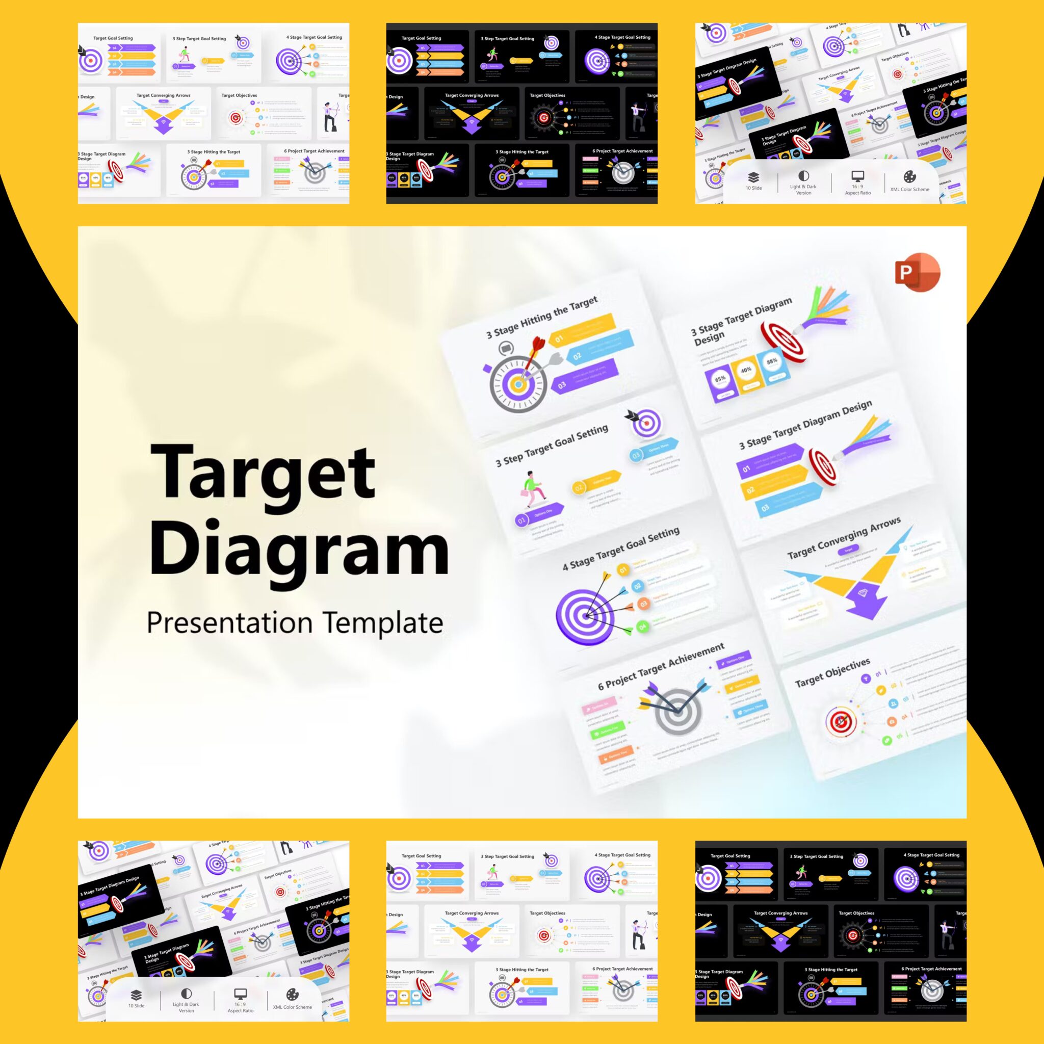 Target Diagram PowerPoint Template – MasterBundles