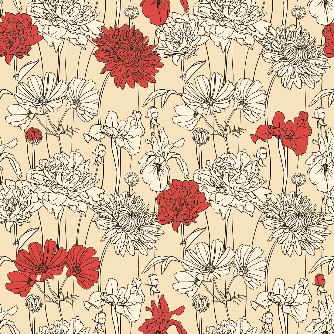 20 Plus Turkish Seamless Floral Patterns And Textures Preview Image.