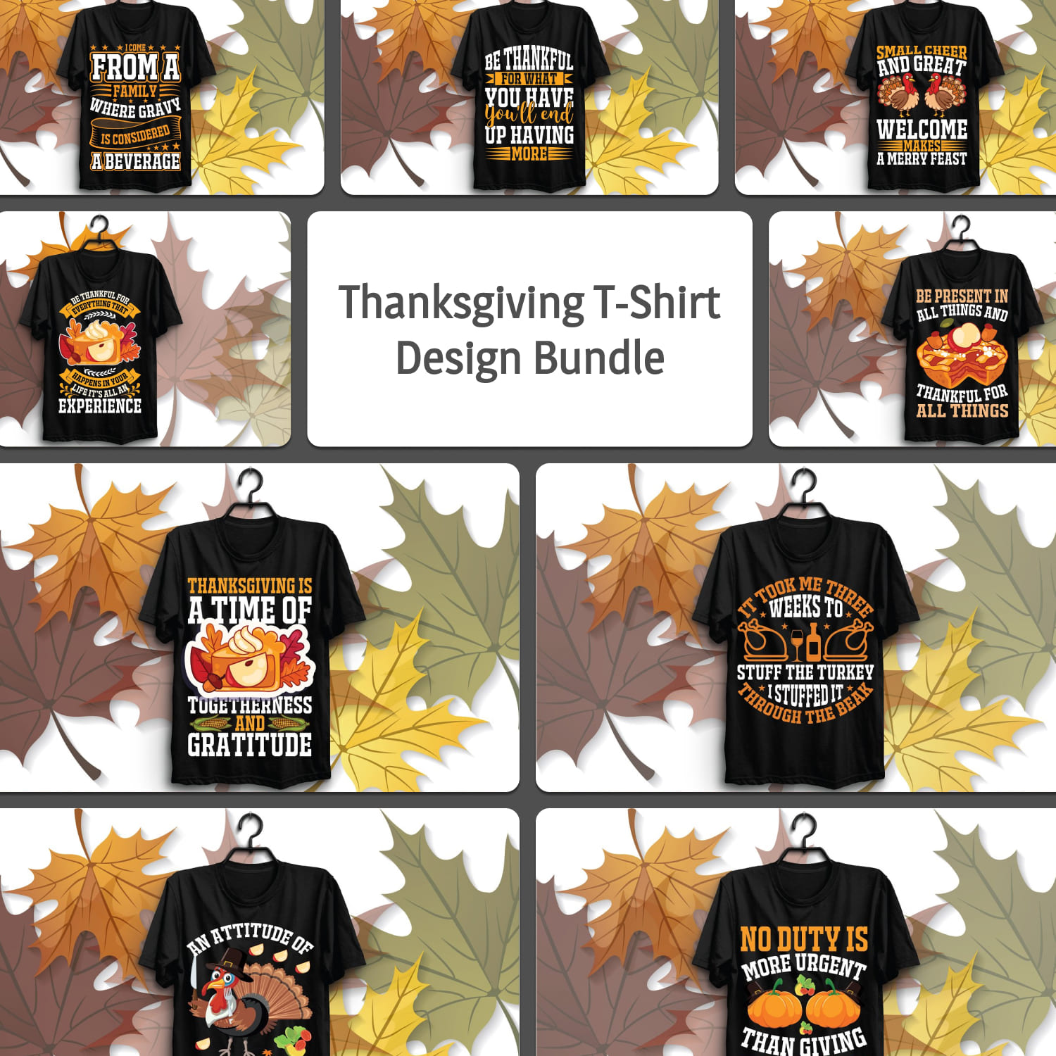 Thanksgiving t-shirt design bundle.