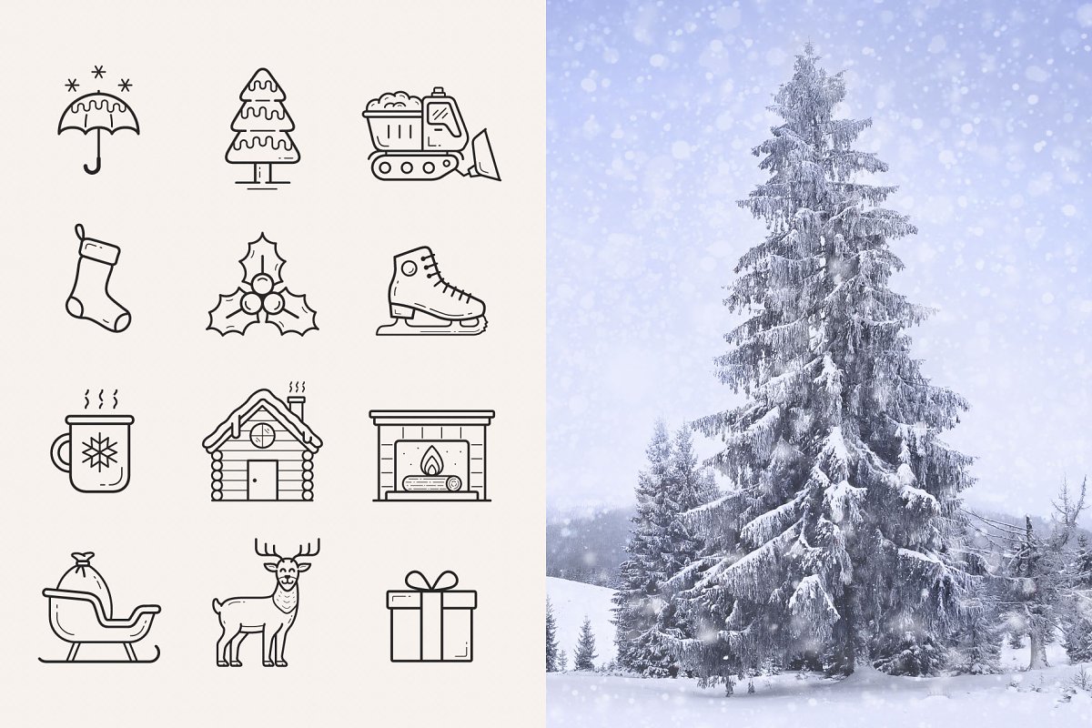 Icons for winter season.
