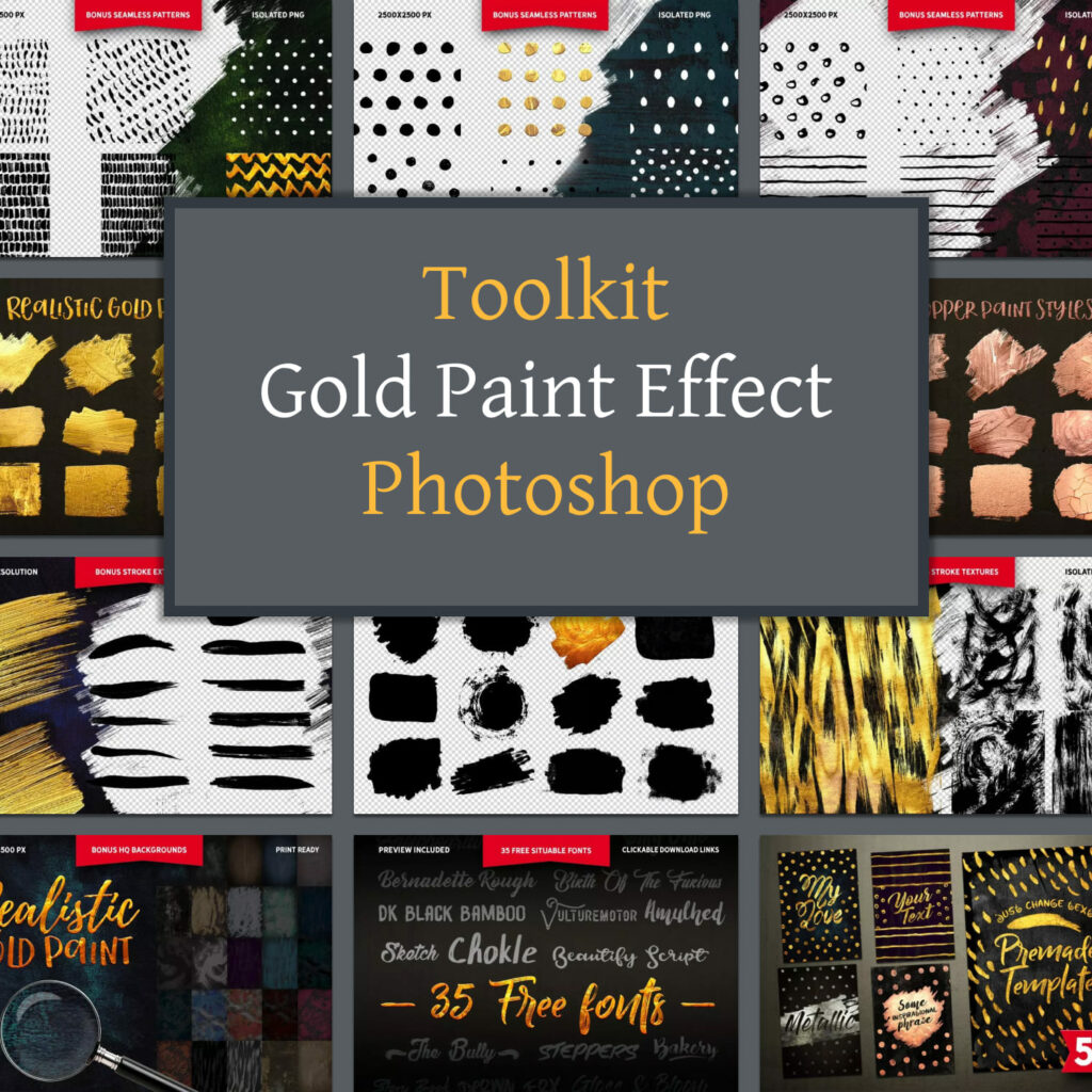 Toolkit Gold Paint Effect MasterBundles