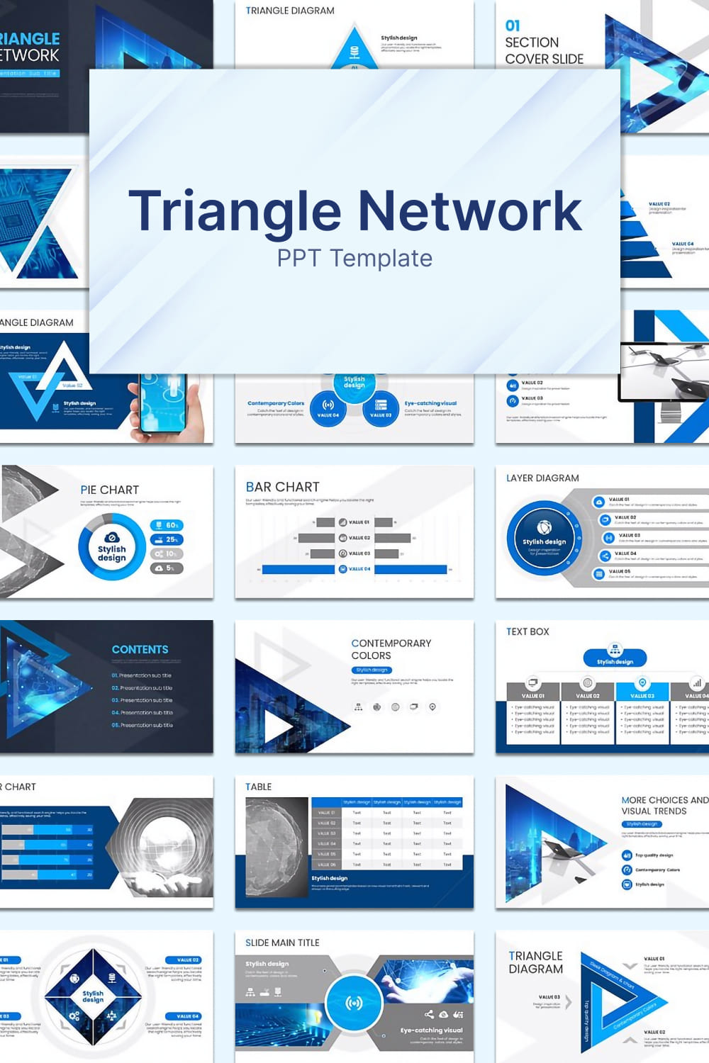 triangle network ppt template 03