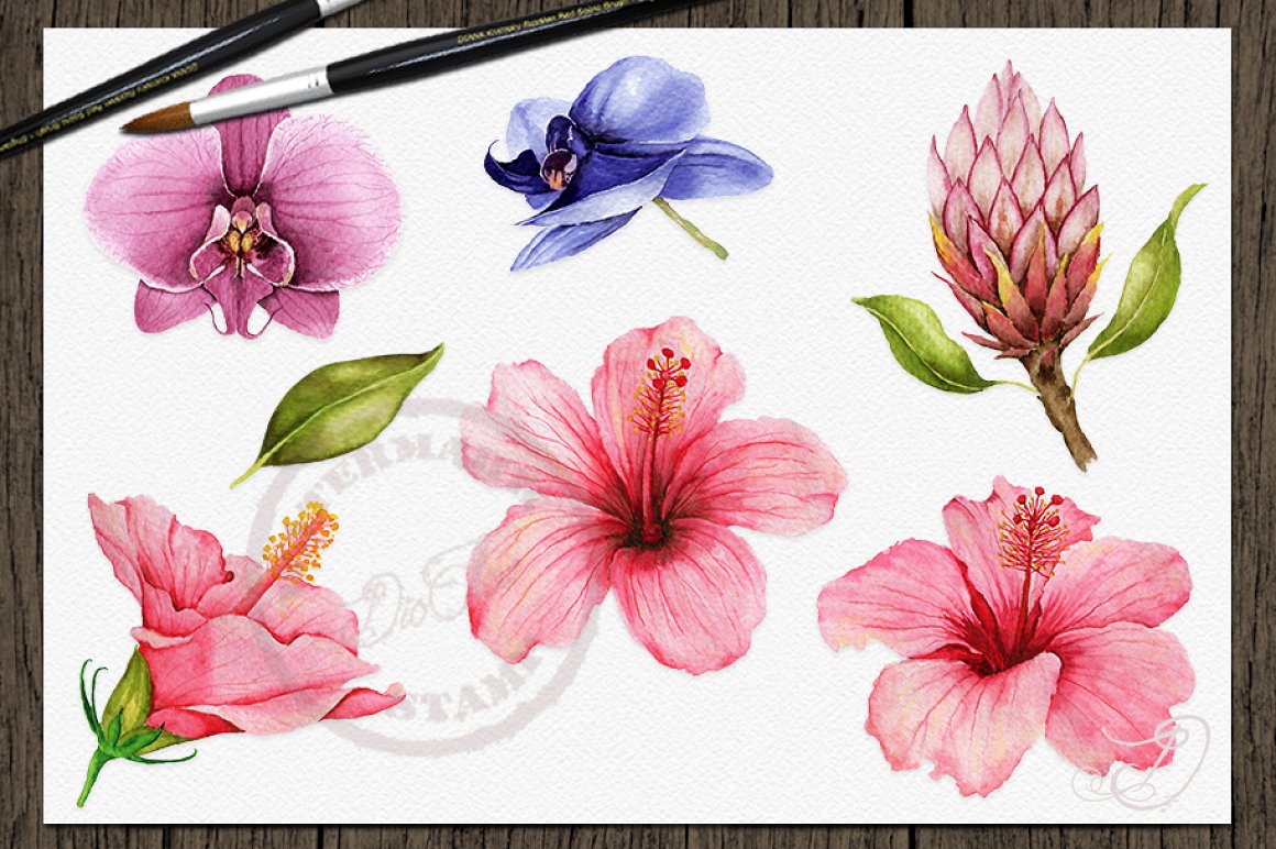 Simple watercolor flowers.