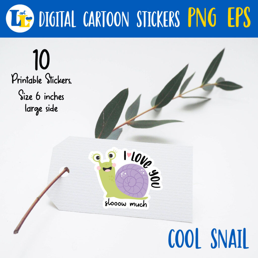 Cute Snails and Slogans Printable Digital Stickers - MasterBundles