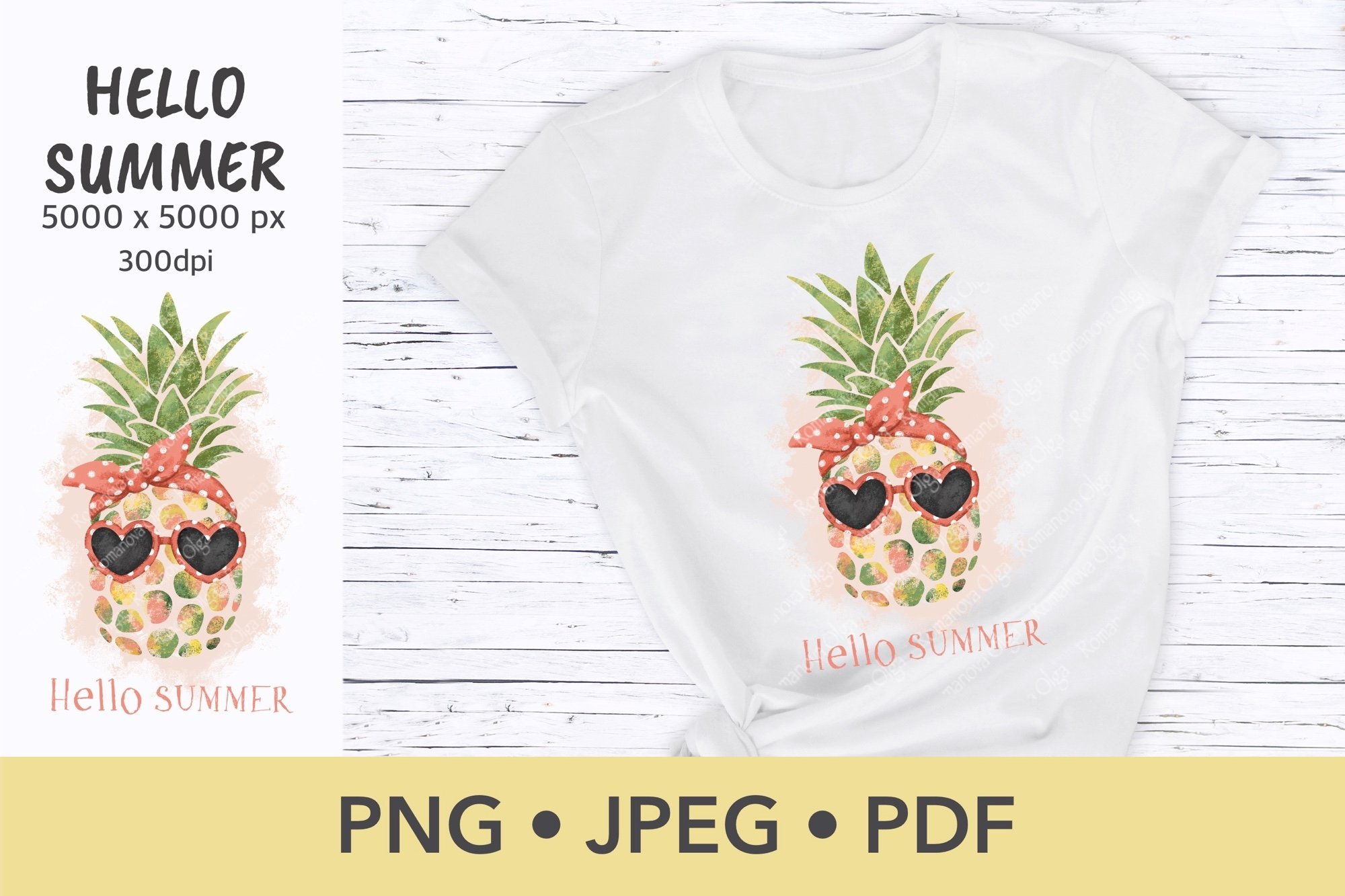 Funny pineapple on a white t-shirt.