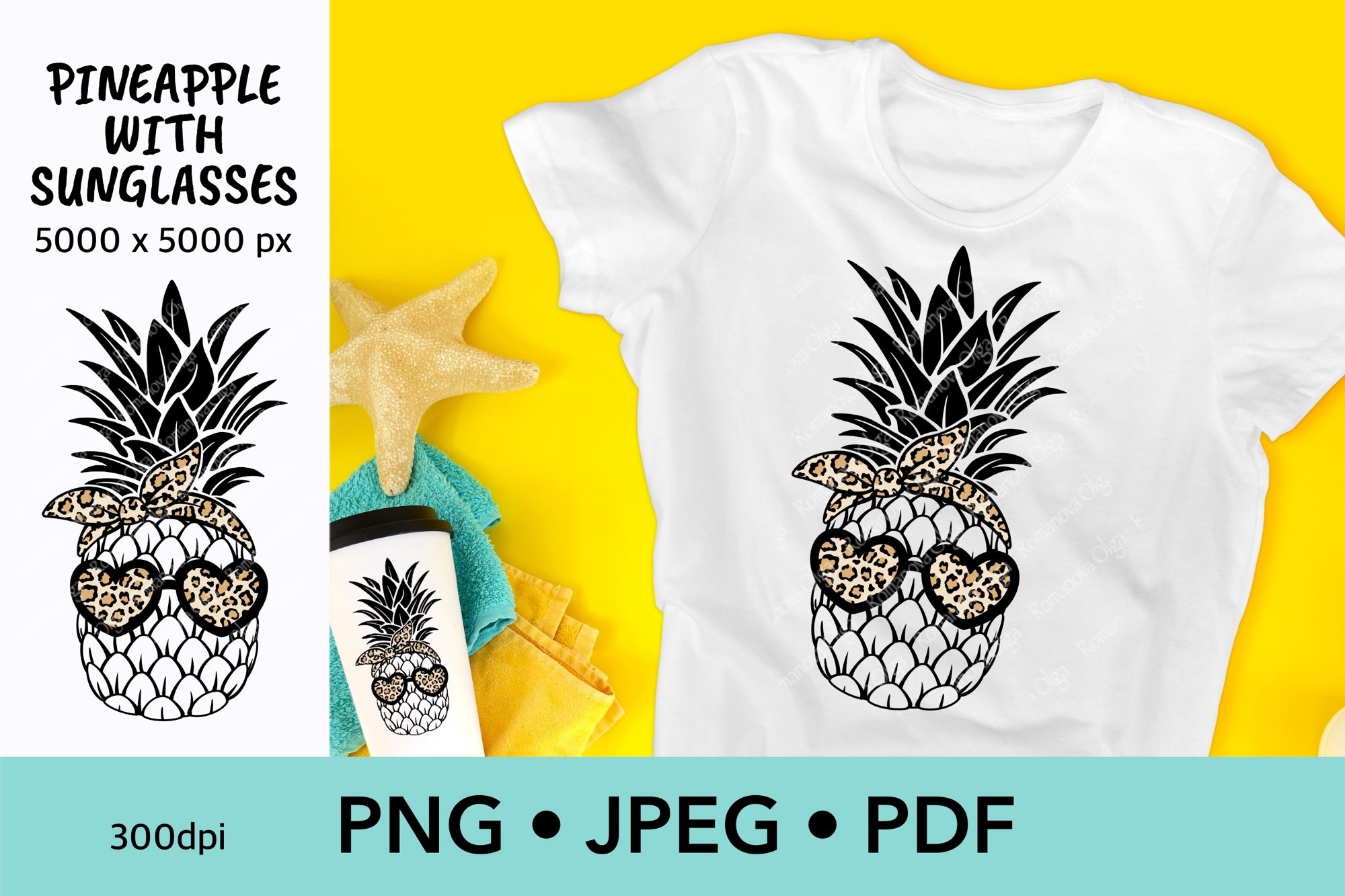 Stylish pineapple on a t-shirt.
